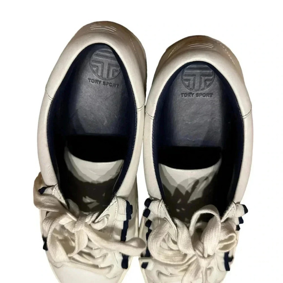 Tory Burch WHITE WITH NAVY BLUE TRIM Sport Sneakers Size 11M - Picture 6 of 8